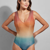 Aura V-Neck Wide Strap One Piece E-Cup Sunset Ombre