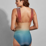 Aura V-Neck Wide Strap One Piece E-Cup Sunset Ombre