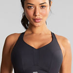Panache Endurance Sports Bra in Black front view, showing smooth cups and V-neckline.