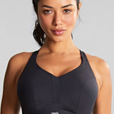 Panache Endurance Sports Bra in Black front view, showing smooth cups and V-neckline.
