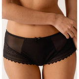 Empreinte Melody Full Brief in Black with high-waisted microfibre front and lace details.