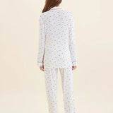 Kate Modal Soft Full Length PJ Set Ecru Hearts