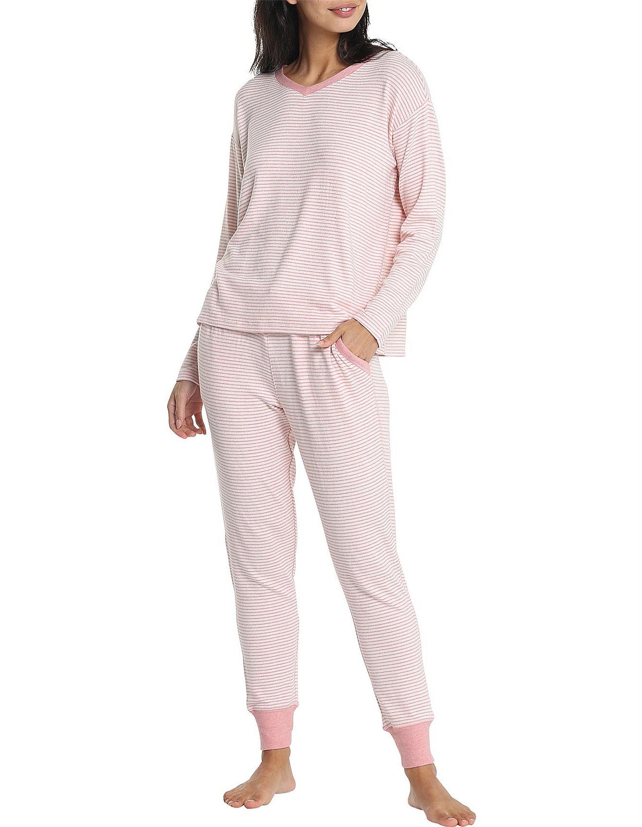 Papinelle feather soft striped pyjama. soft cosy PJs. warm winter pyjamas