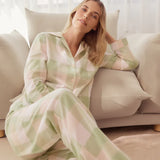 Organic Cotton Plaid Long PJ Set Tea Green