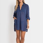 Sunseeker Resort Painters Shirt in Denim available at The Foundation – classic cotton beach cover-up with sun protection and timeless style.