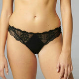 Front view of Reve Bikini Brief Black from The Foundation – lace front, scalloped trim and cotton-lined for all-day comfort.