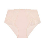 Flat lay of Reve Culotte Brief Sakura Pink, emphasizing delicate lace and high-waisted silhouette