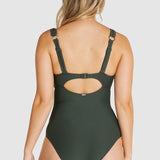 Back view of the Olive Rococco E–F Swimsuit by Baku, showing clip back and adjustable straps, part of The Foundation swimwear range.