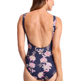 Saffron Gathered Surplice One Piece Swimsuit Navy