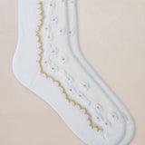 Transparent Daisy Flower Ankle Socks White