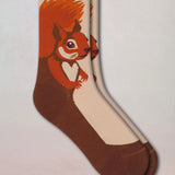 Cotton Squirrel Pattern Socks Beige Brown