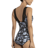 Stardust Taped High Neck One Piece Swimsuit Black