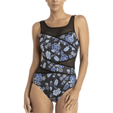 Stardust Taped High Neck One Piece Swimsuit Black