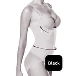 Side view of black Janira shapewear highlighting targeted compression areas and seamless laser-cut finish.