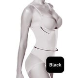 Side view of black Janira shapewear highlighting targeted compression areas and seamless laser-cut finish.