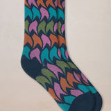 Velvet Cotton Wavy Pattern Socks Ink Navy
