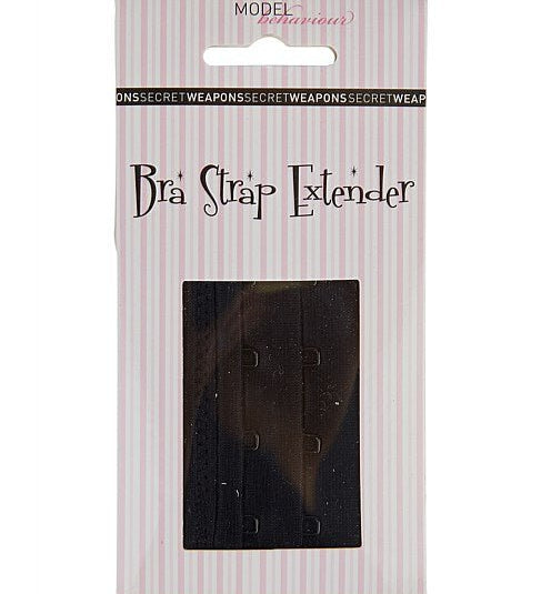 Product packaging for the 2 Hook Bra Extender Black, available at The Foundation, designed to add extra room and comfort to your favourite bras.