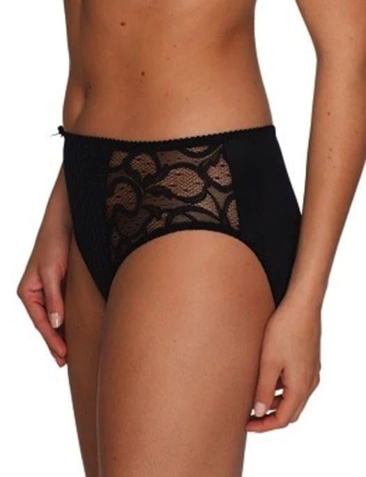 Side view of PrimaDonna Madison brief in Black with smooth finish and seamless full bottom coverage.