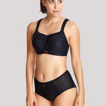Frontal view of Panache Sports Bra in classic black, ideal for workouts or active days.