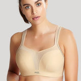 front view of The Foundation’s Panache Sports Bra in Latte shown front-on, highlighting seamless cups and comfortable support.
