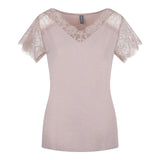 Lace Sleeve Knit Pyjama Shorts Set Rose Dust