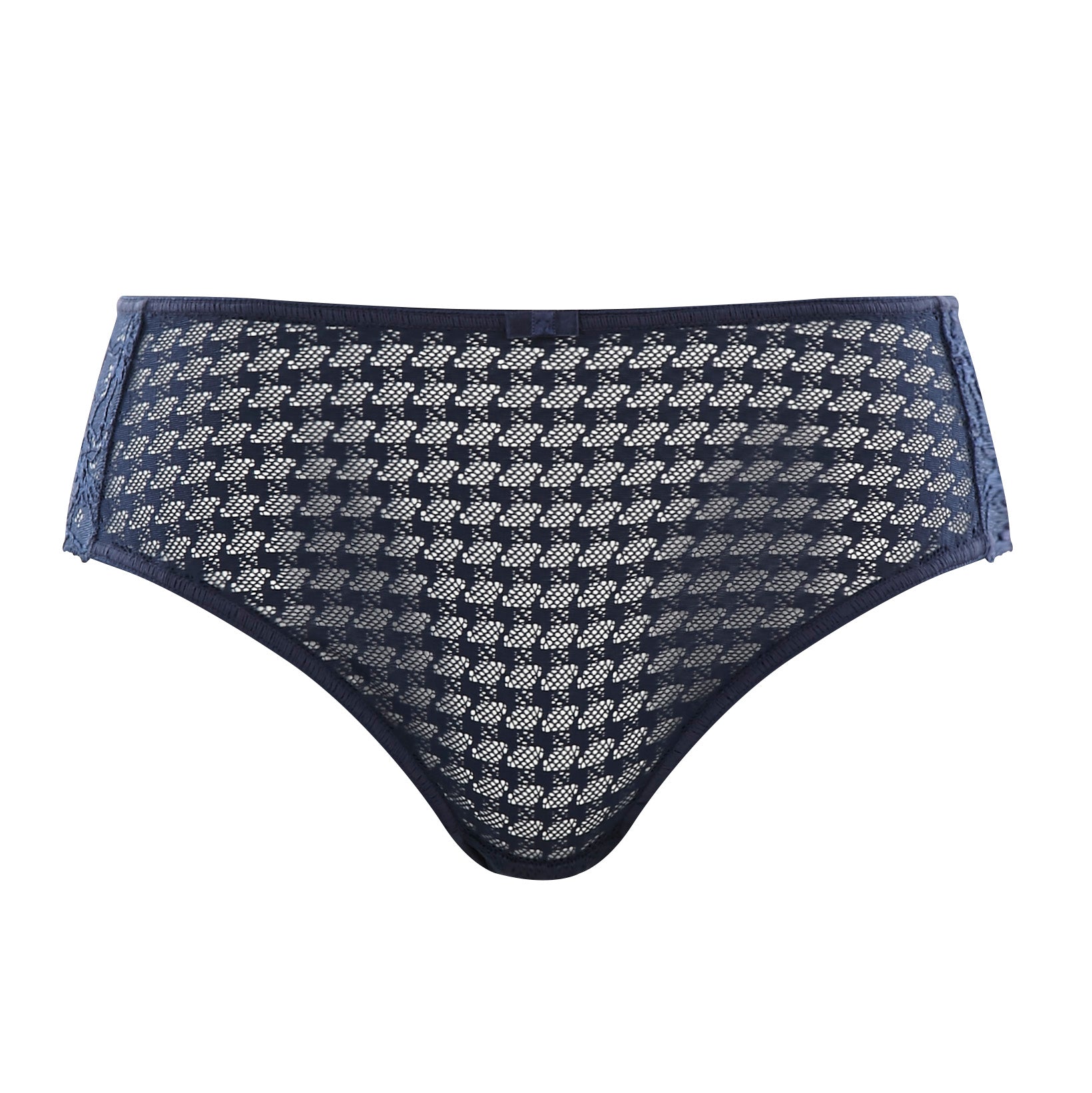 Flat lay of Panache Envy Brief in navy – soft lace detail – The Foundation