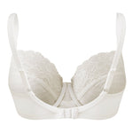 Back view flat lay of ivory Panache Envy Full Cup Bra with floral lace – The Foundation