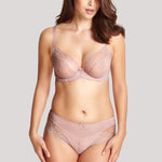 Full body image of model wearing Ana Plunge Bra Vintage, styled with matching briefs.