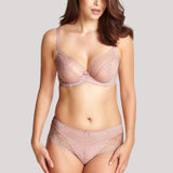 Full body image of model wearing Ana Plunge Bra Vintage, styled with matching briefs.