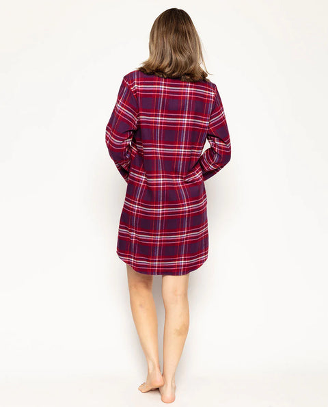 Clarissa Pink Checks Night Shirt