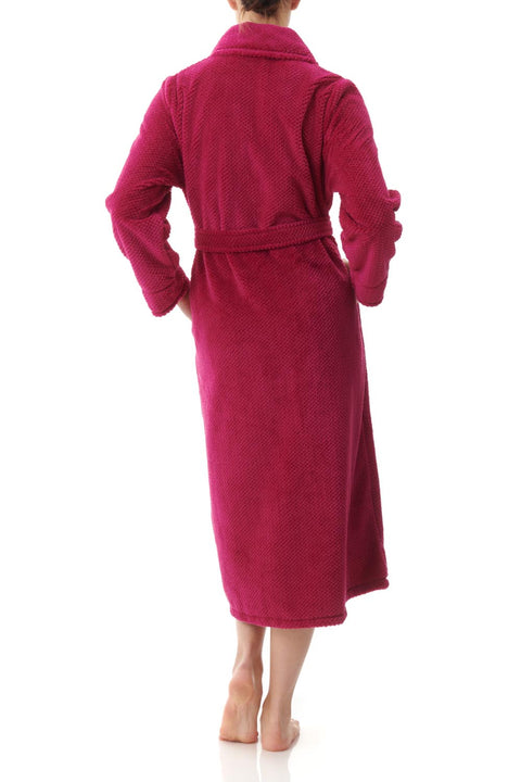 Dimple Fleece Mid Button Gown Rasberry