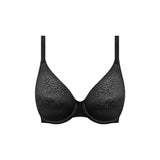 flat layer of black soft cup t-shirt bra with accent sheen detail – The Foundation