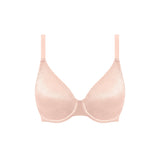 Flat lay of Rose Dust Back Appeal Bra – light pink dot jacquard t-shirt bra – The Foundation