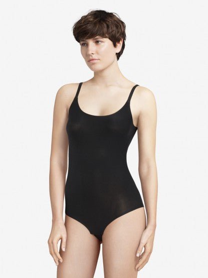 Model wearing Soft Stretch Bodysuit Black from the Chantelle SoftStretch collection, available at The Foundation, showing a smooth, comfortable fit.