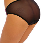 Back view showing sheer mesh panel of black/berry bikini brief—The Foundation