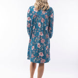 Ethnic Oriental Long Sleeve Nightie Blue