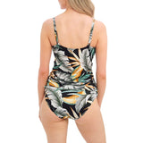 Back view of Bamboo Grove Underwire Twist Front Tankini Jet by Fantasie, available at The Foundation, displaying adjustable straps and supportive fit.