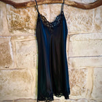 lotus kathryn silk chemise nightdress with matching black lace trim
