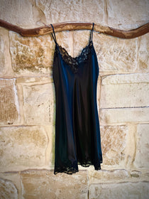 lotus kathryn silk chemise nightdress with matching black lace trim