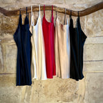 collection of lotus silk camisole tops by Lin and Barrett Lingerie