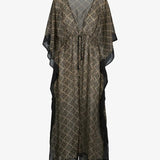 Long Tie Waist Swim Kimono Black/Gold