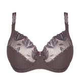 flat layer of PrimaDonna Orlando Full Cup Bra in Eye Shadow laid flat, detailed lace embroidery – product image for The Foundation.