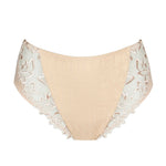 PrimaDonna Deauville Full Brief in Café Latte from The Foundation, featuring high-waisted fit and decorative embroidery on the hips.