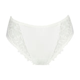 PrimaDonna Deauville Full Brief in Natural from The Foundation, with high waist coverage and floral embroidery at the hips.