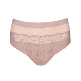 Lace side of the Sophora Full Brief in Bois De Rose by PrimaDonna, feminine blush embroidered lingerie. Flat lay