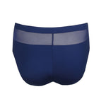 Flat lay of back of Sophora Full Brief in Royal showing high-rise cut and clean finish.