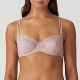 Front view of Jane Half Padded Balcony Bra in Bois De Rose – embroidered lace bra with elegant, feminine shape.