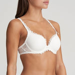 Side view of Jane Heart Shape Bra in Natural with lace embroidery – The Foundation
