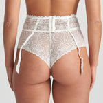 Back view of Marie Jo Jane Suspender Belt in ivory, featuring embroidered detailing and secure back clasp.