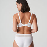 Back view of the full Sophora lingerie set in White, showing seamless design and supportive high-rise fit.
